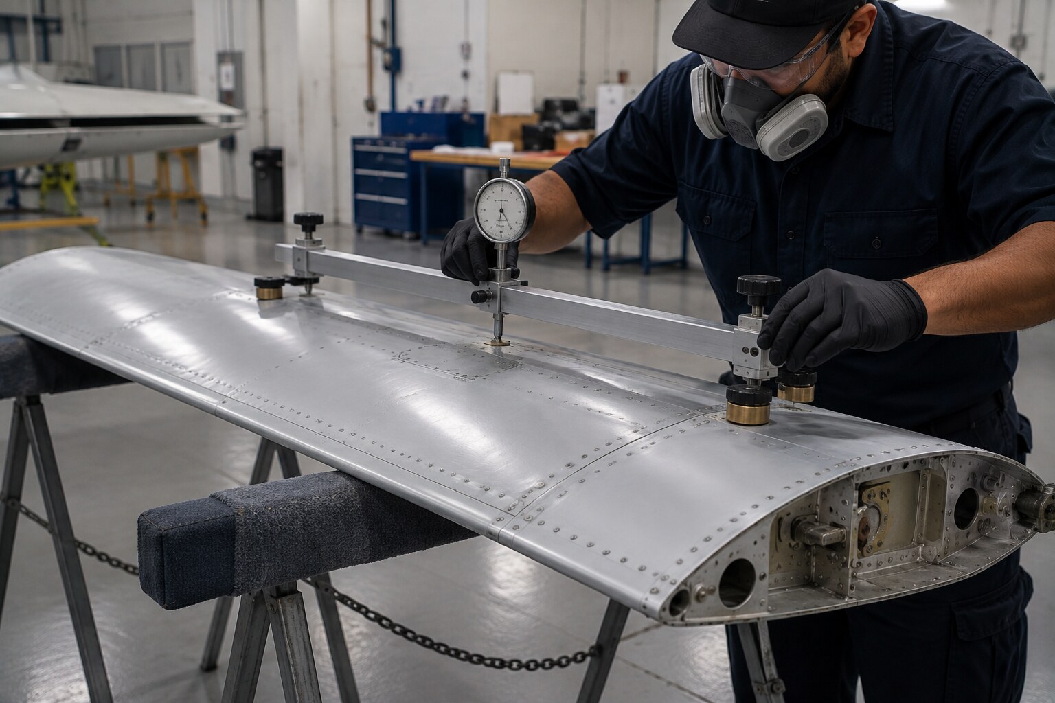 Aircraft control surfaces during refinishing process